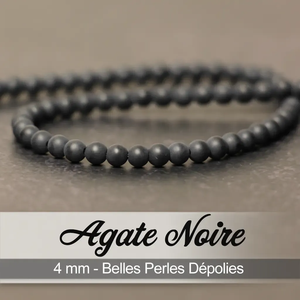 Perles Agate Noire Dépolie – Ronde 4mm – 38cm – Image 2
