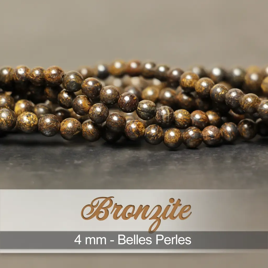 Perles Bronzite – Ronde 4mm – 38cm