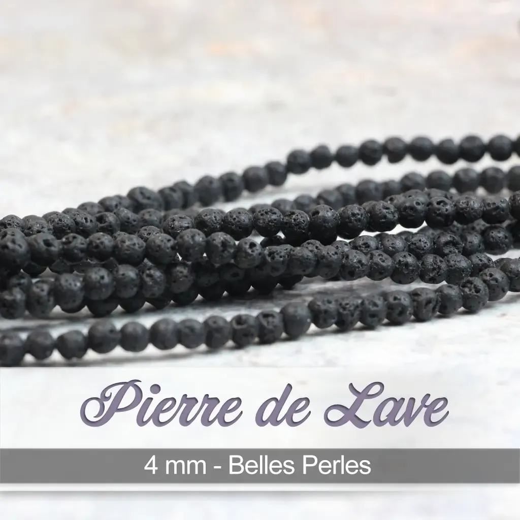 Perles Pierre de Lave – Ronde 4mm – 38cm