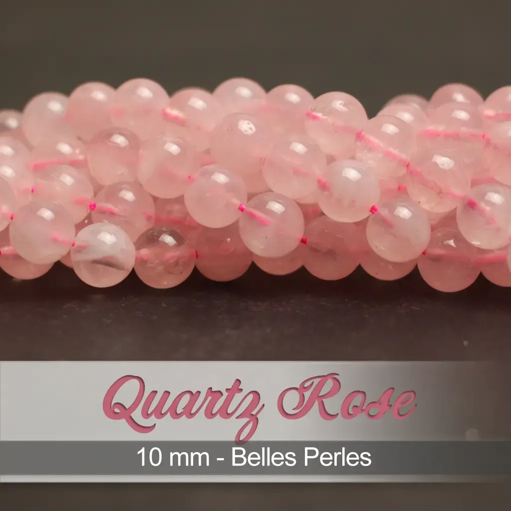 Perles Quartz Rose – Ronde 10mm – 39cm
