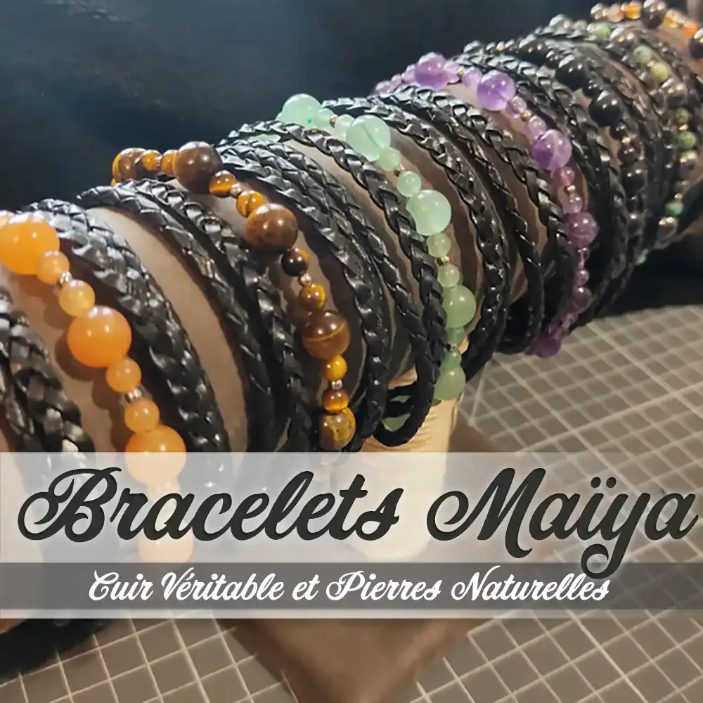 Bracelet Cuir Tressé Maïya Personnalisé – Perles Naturelles et Fermoir Inox
