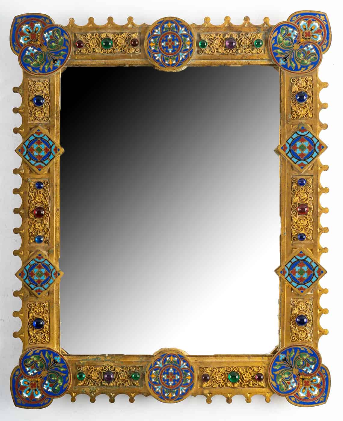 Miroir en bronze doré Style Byzantin ( 1850 ) émaillé