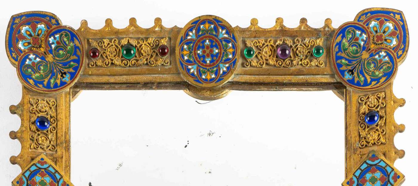 Miroir en bronze doré Style Byzantin ( 1850 ) émaillé – Image 2