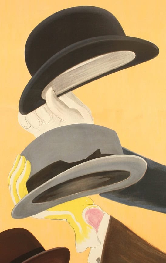 Affiche Originale, Leonetto Cappiello, Mossant, Chapeaux, Chapelier, Chapellerie, Mode, Couture, Textile, Accessoire, Feutre, Homme, Gentleman, Costume, Gants, 1938 – Image 2