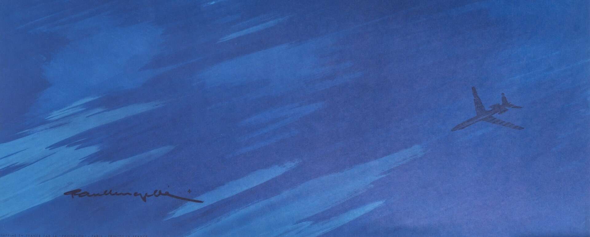 Affiche Tourisme Originale, Paul Langellé, Air Algérie, Caravelle, Transport, Voyage, Aviation, Avion, Vol, Afrique du Nord, Maghreb, Mer, c.1950 – Image 4