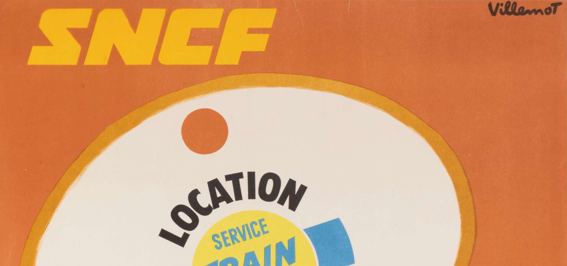 Affiche Originale, Bernard Villemot, SNCF, Chemins de Fer, Tourisme, Transport, Voyage, Trains, Voitures, Automobile, Véhicule, Location, Clé, 1971 – Image 5