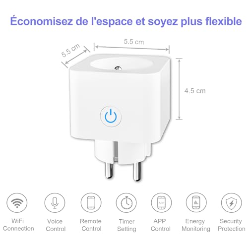 Prise Connectée Alexa Française 16A 3680W lot de 4 – Antela – Image 3
